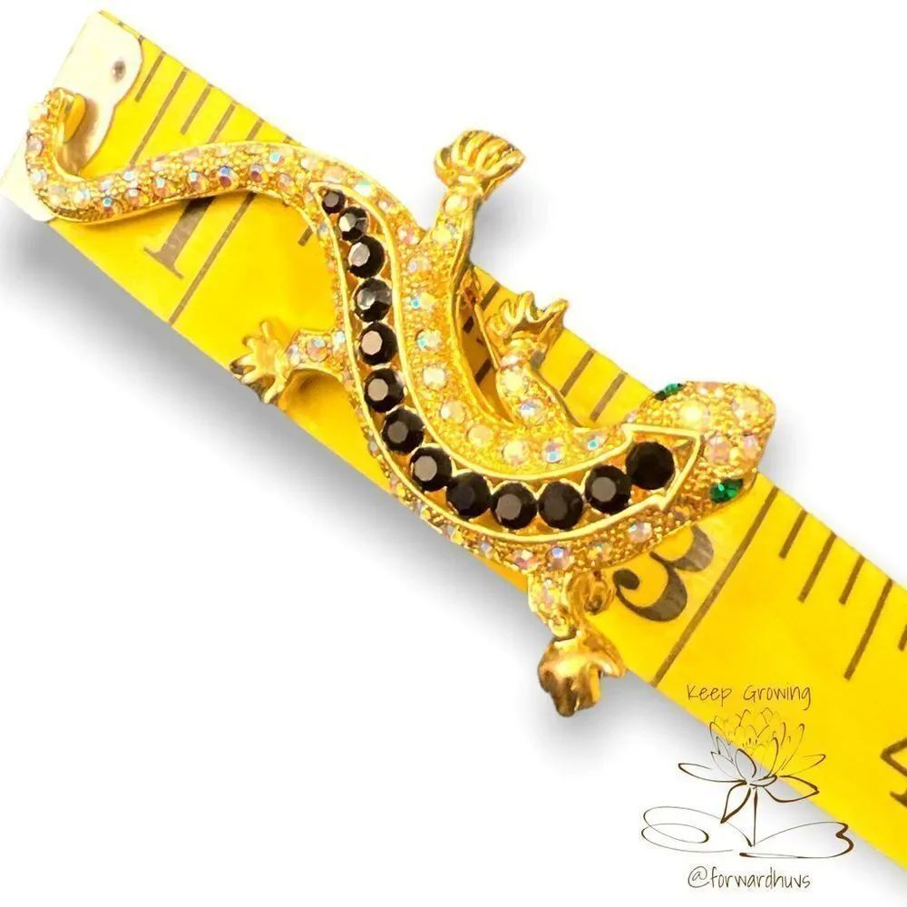 Rhinestone Lizard Brooch Pin - Picture 6 of 6